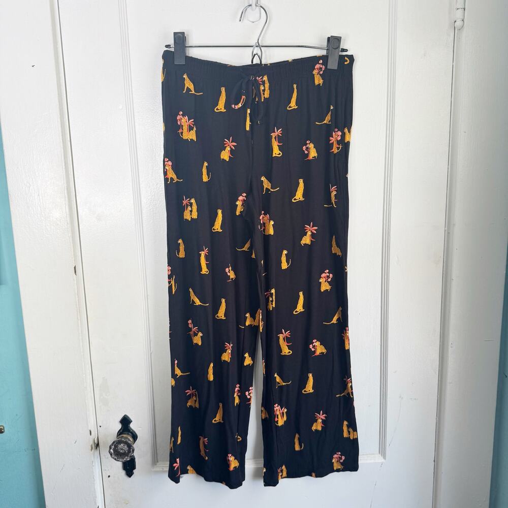 SOMA Cool Nights Cropped Pants Pajama Set NEW Feline Fun Black Leopard Print XS - Picture 8 of 16